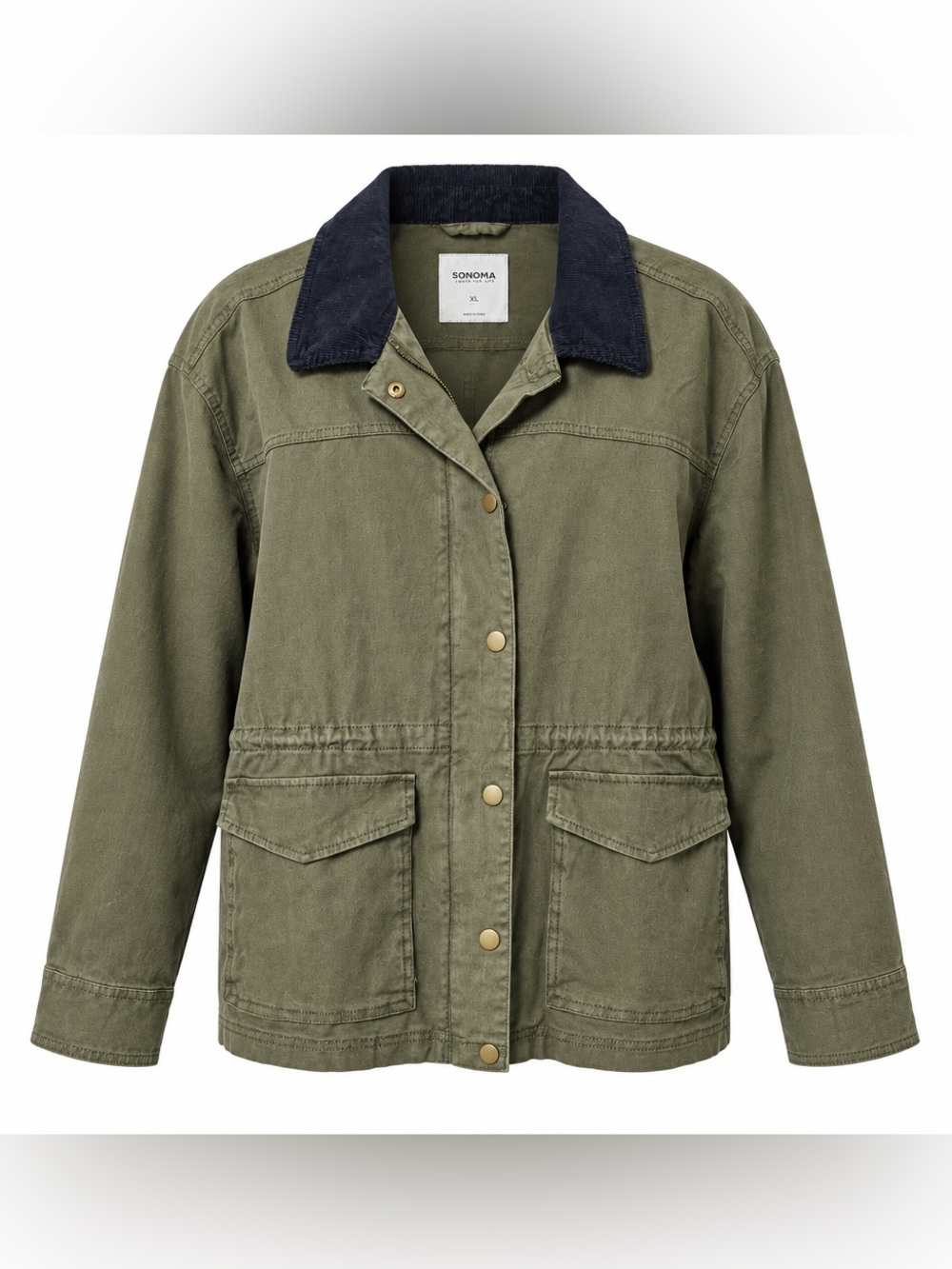 SONOMA Olive Utility Jacket with Dark Contrast Collar